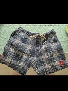 Polo Ralph Lauren Men's Plaid Fleece Shorts Blue White $125